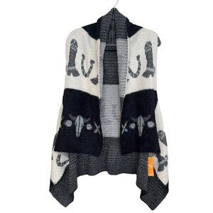 LOF Boho Western Buffalo Boot Sweater Vest Waterfall Soft One Size